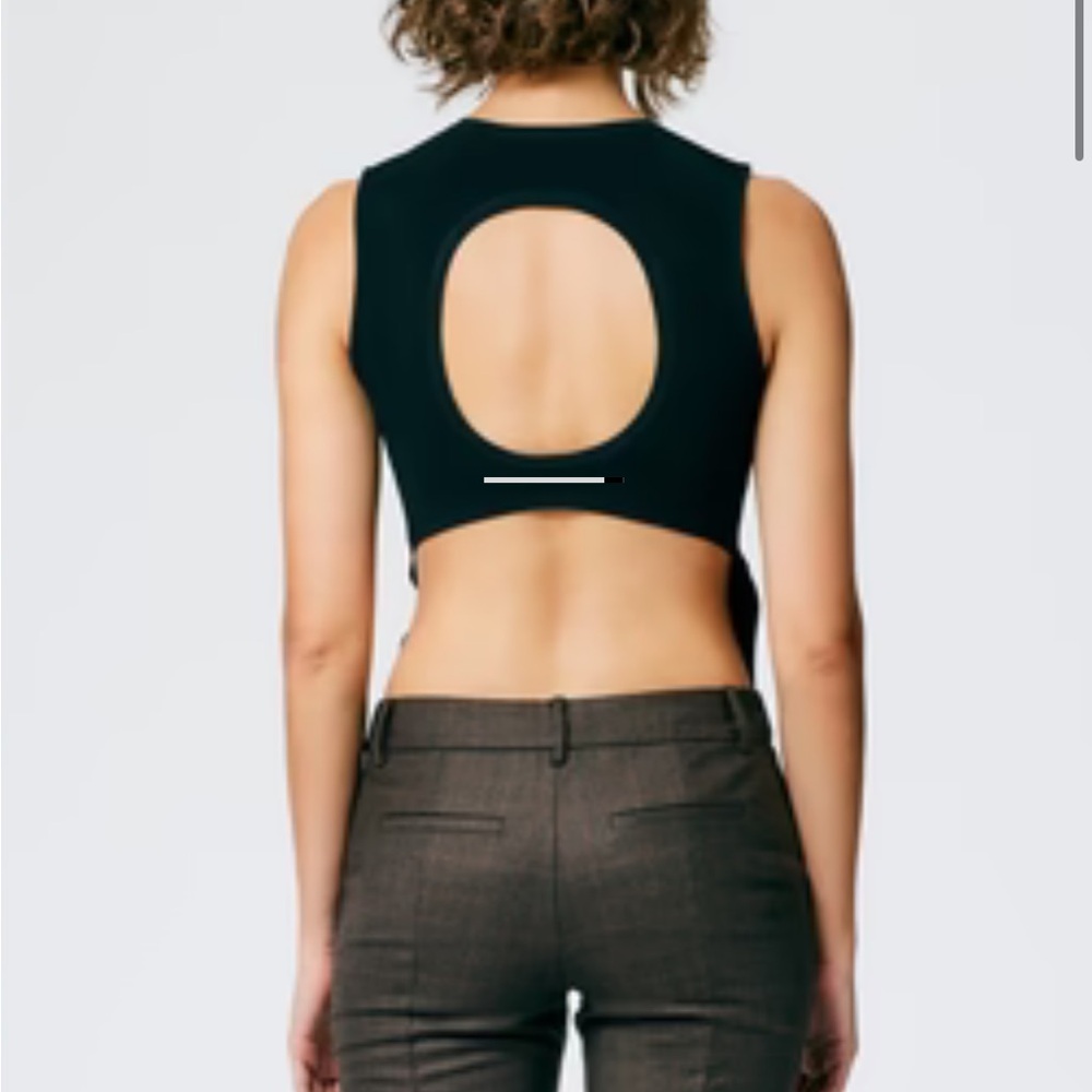 TIBI
GISELLE STRETCH SWEATER CIRCLE OPENBACK TANK BLACK - Picture 4 of 4